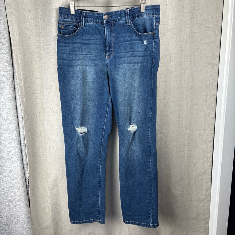 Angels Jeanie Lift Straight Ankle Soft Stretch Jeans 14 L Lift Slim Distressed